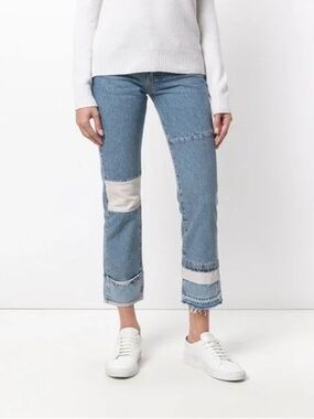 Current/Elliott The DIY Original Straight jeans with patchwork